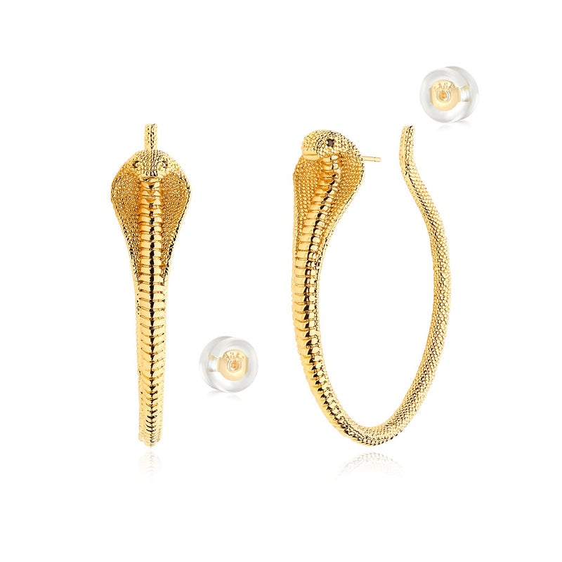 MYEARS Women Snake Hoop Earrings Gold Cubic Zirconia 14K Small Simple Hypoallergenic Everyday Illusion Jewelry - Image 1