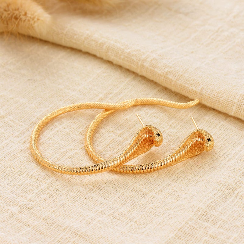 MYEARS Women Snake Hoop Earrings Gold Cubic Zirconia 14K Small Simple Hypoallergenic Everyday Illusion Jewelry - Image 5