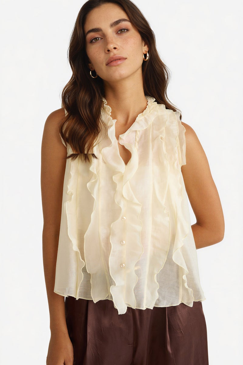 DeFacto Beige Woman Regular Fit Short Sleeve Blouse Casual - Image 1