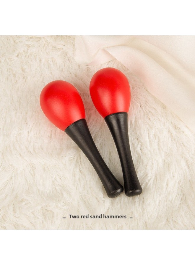 Baby Chasing Vision Chasing Hearing Hand Grip Training Red Ball Puzzle Early Education 3 Months 6 Baby Visual Enlightenment Toys-Color:Pair Of Red Sand Hammers - Image 1
