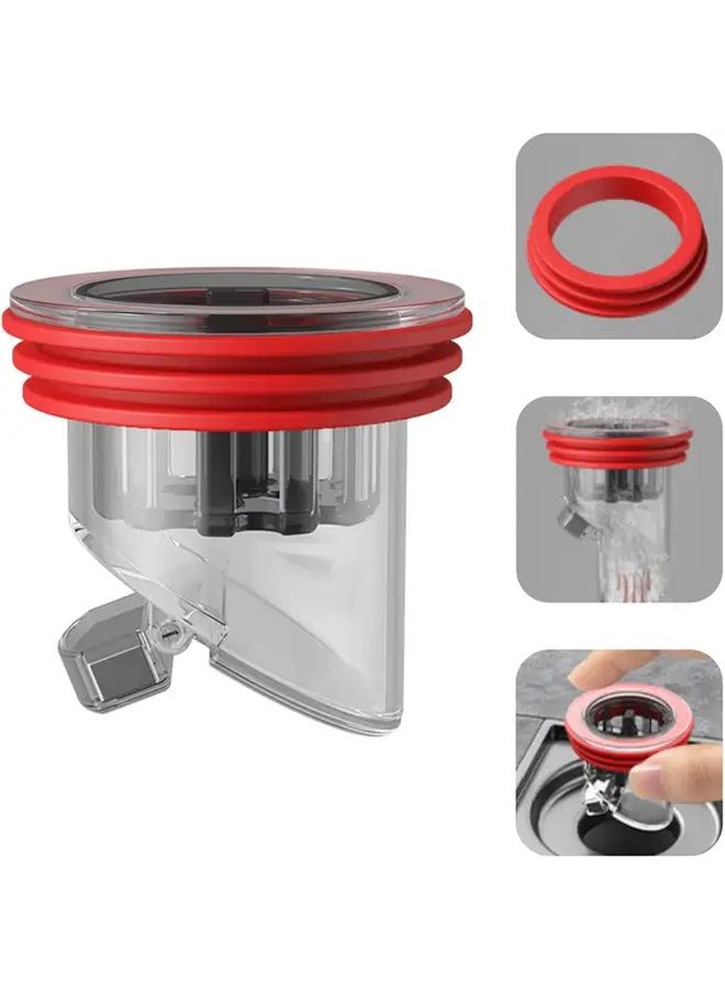 Red 2pcs Odor Proof Floor Drain Anti Clogging Hair Catcher Sewer Drain Plug - Image 1