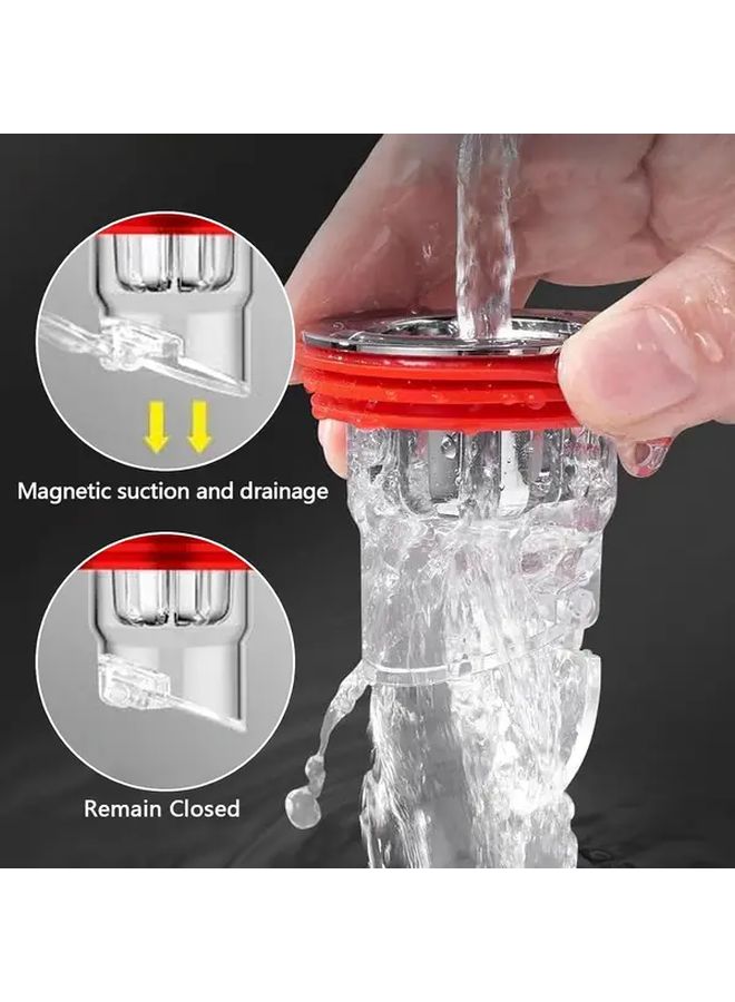 Red 2pcs Odor Proof Floor Drain Anti Clogging Hair Catcher Sewer Drain Plug - Image 5