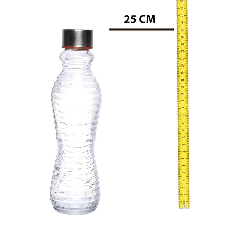 Cutting EDGE Glass Bottle 550ml Round StripedRing Design Water Bottle for School Home Office Travel Sport Yoga Gym Hot Cold Drinks Set of 4 - Image 4