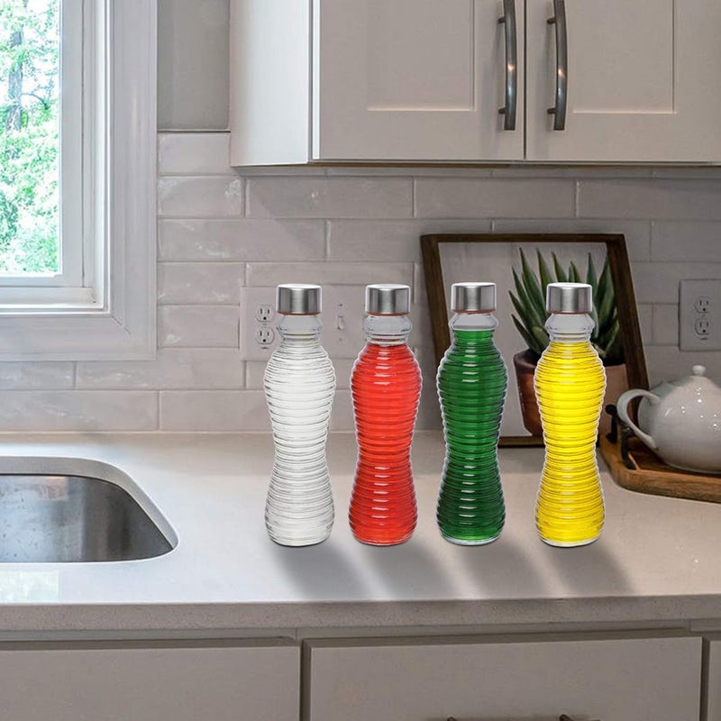 Cutting EDGE Glass Bottle 550ml Round StripedRing Design Water Bottle for School Home Office Travel Sport Yoga Gym Hot Cold Drinks Set of 4 - Image 5