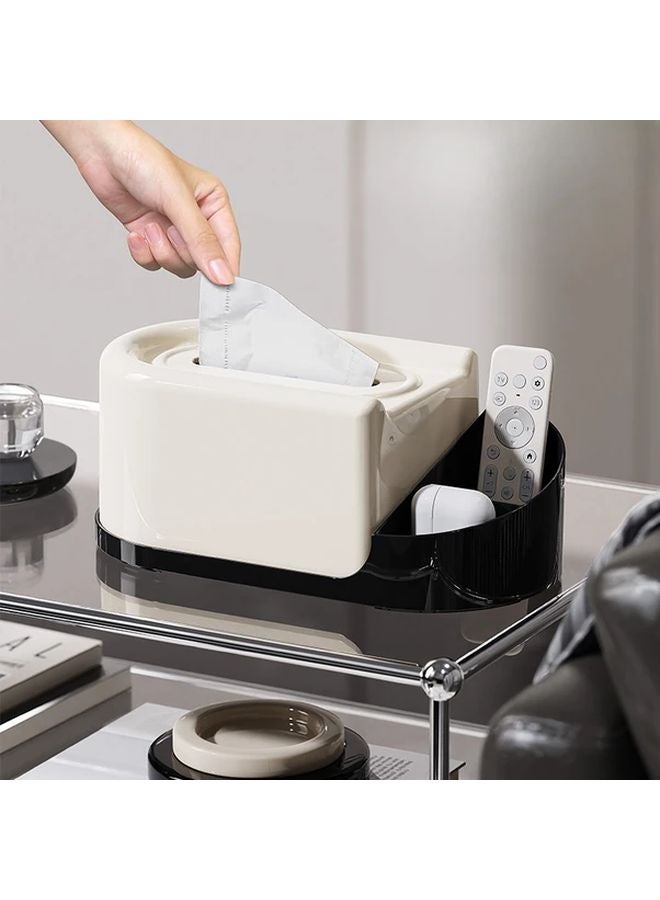 Cream Remote Control Dispenser With Built In Spring Tissue Box Holder Desktop Organizer - Image 2