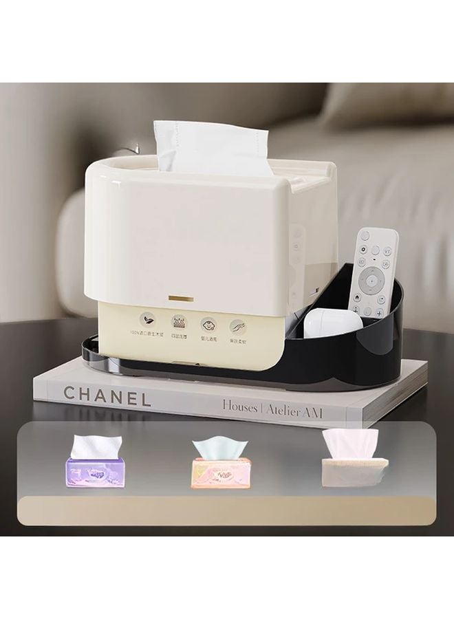 Cream Remote Control Dispenser With Built In Spring Tissue Box Holder Desktop Organizer - Image 4
