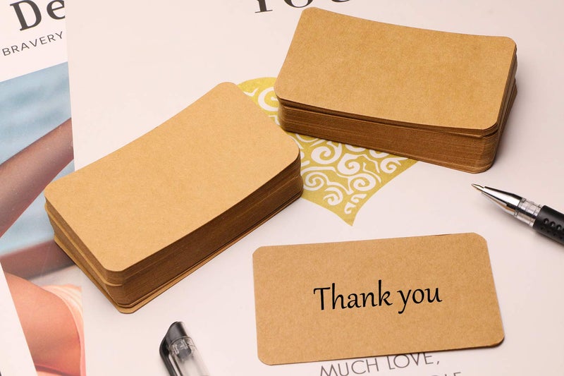 Tupalizy Small Blank Brown Paper Message Note Business Cards Mini Greeting Place Name Vocabulary Word Flash Cards Graffiti Scrapbookings DIY Gift Tags Label,100PCS - Image 4