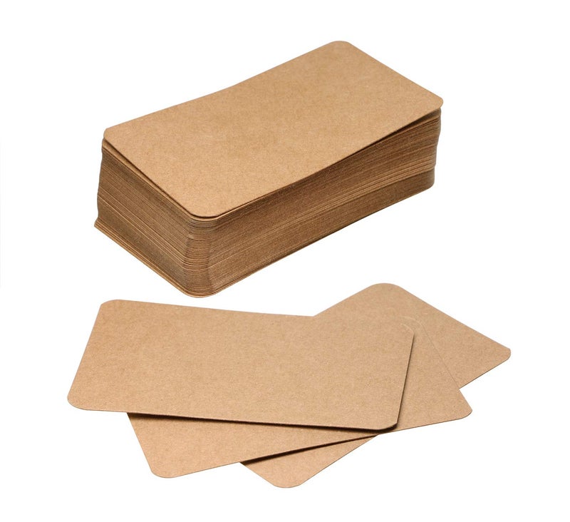 Tupalizy Small Blank Brown Paper Message Note Business Cards Mini Greeting Place Name Vocabulary Word Flash Cards Graffiti Scrapbookings DIY Gift Tags Label,100PCS - Image 1