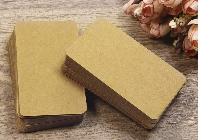 Tupalizy Small Blank Brown Paper Message Note Business Cards Mini Greeting Place Name Vocabulary Word Flash Cards Graffiti Scrapbookings DIY Gift Tags Label,100PCS - Image 2
