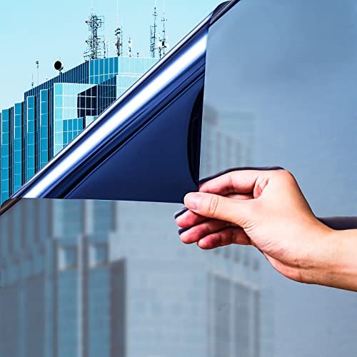 Niviy One Way Window Film Daytime Privacy Mirror Effect Reflective Window Tint for Home Self Adhesive UV Sun Blocking Heat Control Glass Door Films 175 x 787 inches Blue Silver - Image 3
