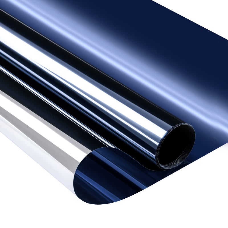 Niviy One Way Window Film Daytime Privacy Mirror Effect Reflective Window Tint for Home Self Adhesive UV Sun Blocking Heat Control Glass Door Films 175 x 787 inches Blue Silver - Image 2
