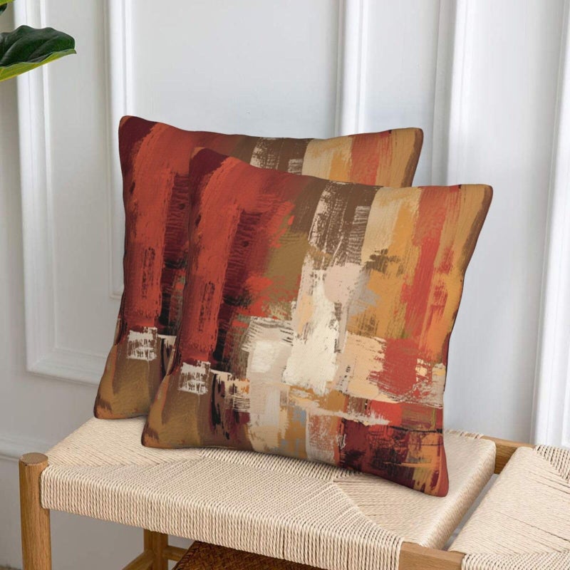 Lcokin Burnt Orange Abstract Throw Pillow Covers 18x18 in Set of 2, Decor Art Painting Orange Pillow Case Square Cushion Covers for Sofa Bed Couch Living Room - Image 3
