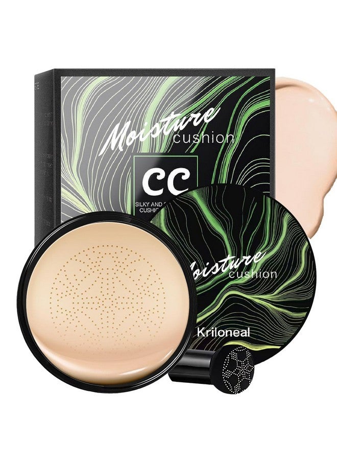 Kriloneal CC Cream Foundation Mushroom Head Air Cushion Face Makeup Moisturizing Concealer Waterproof Oil Control Long-Lasting Nude Makeup Even Skin Tone for All Skin Types(Ivory White) - Image 1