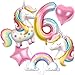 SNLN Unicorn 6th Birthday Party Decorations for Girls Large Self Standing 3D Unicorn Foil Balloons with Rainbow Heart Star Balloons Wedding Baby Shower Pink Party Supplies number 6 set - Image 2