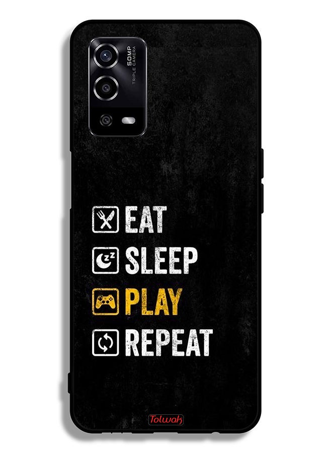 Tolwak Oppo A55 4G Protective Case Cover Eat Sleep Play Repeat - Image 2