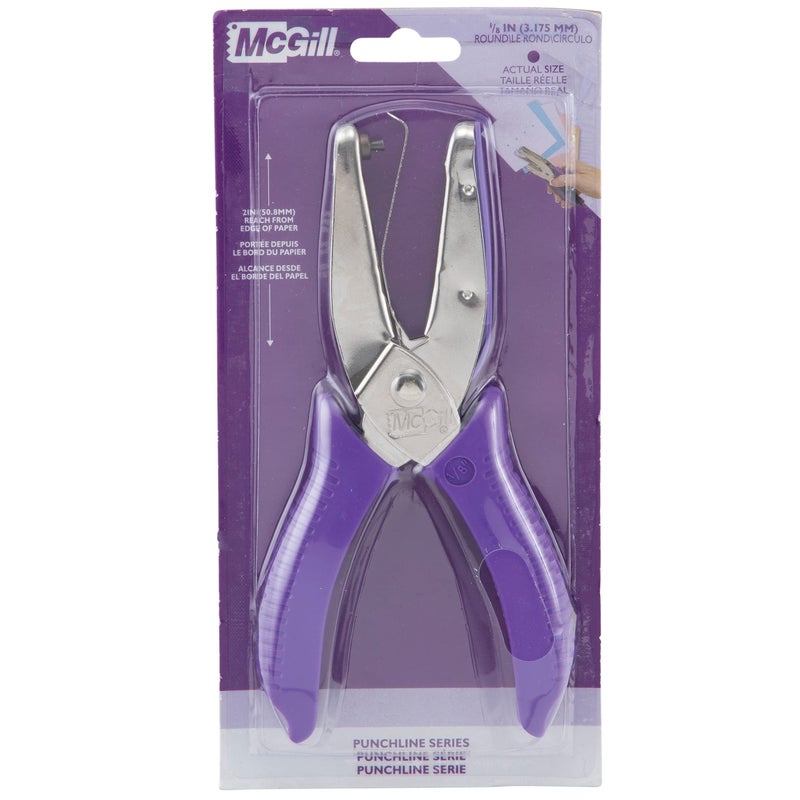 Advantus McGill 2" Reach Punchline Hole Punch, 1/8 Inch Round, Chrome/Purple (MCG52400C) - Image 1