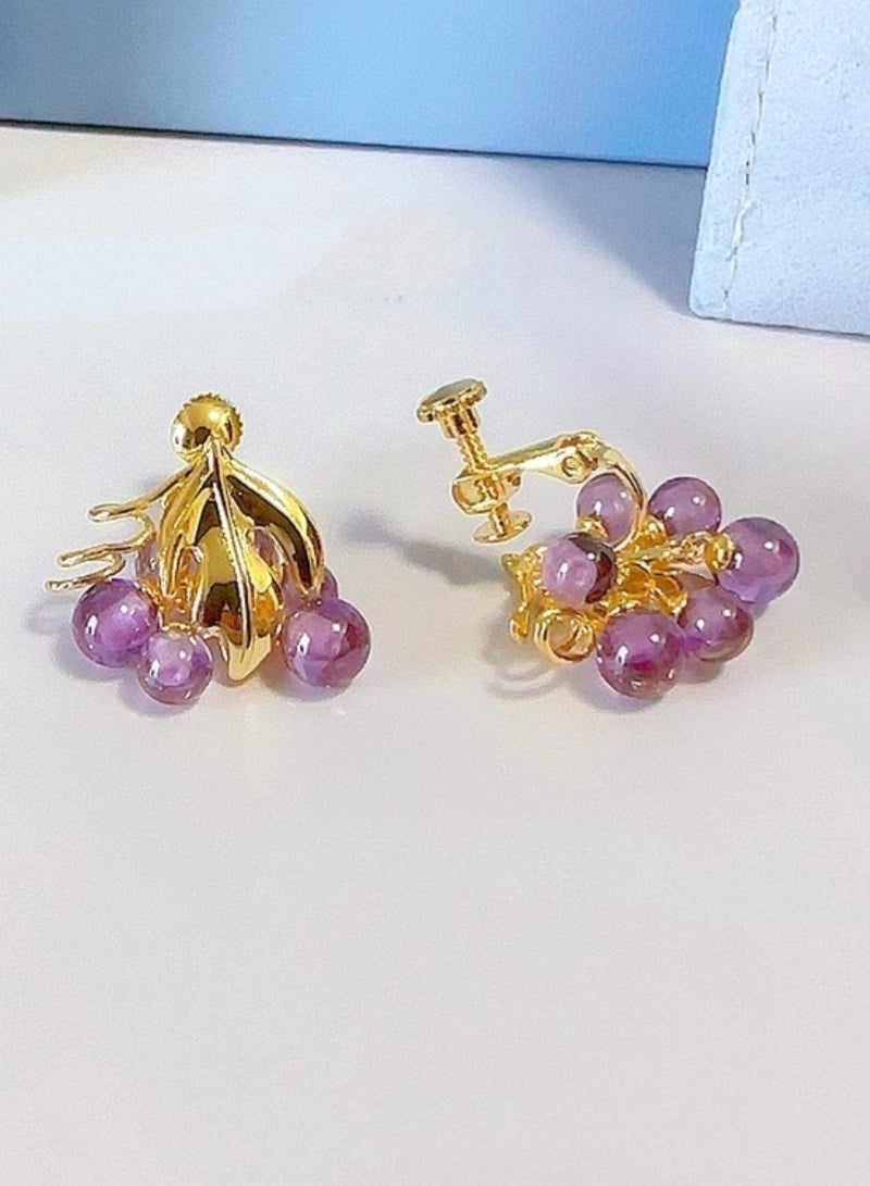HEFANG Grapes Ear clip-Grape Purple - Image 1