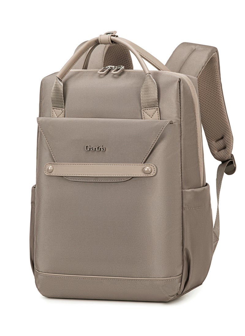 Chantria Casual Laptop Backpack for Women Water Resistant Multifunctional Polyester Daypack for Office/School/College/Travel, CB00618 - Khaki  - Image 2