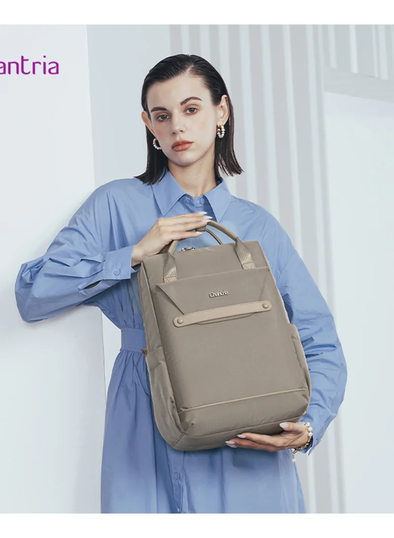 Chantria Khaki Casual Laptop Backpack for Women Water Resistant Multifunctional Polyester Daypack for Office/School/College/Travel, CB00618 - Khaki  | Best Price UAE