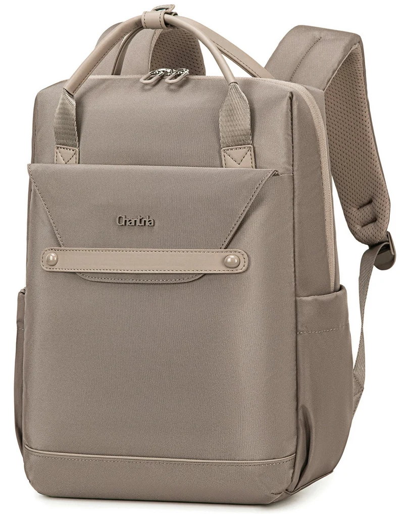Chantria Casual Laptop Backpack for Women Water Resistant Multifunctional Polyester Daypack for Office/School/College/Travel, CB00618, Khaki