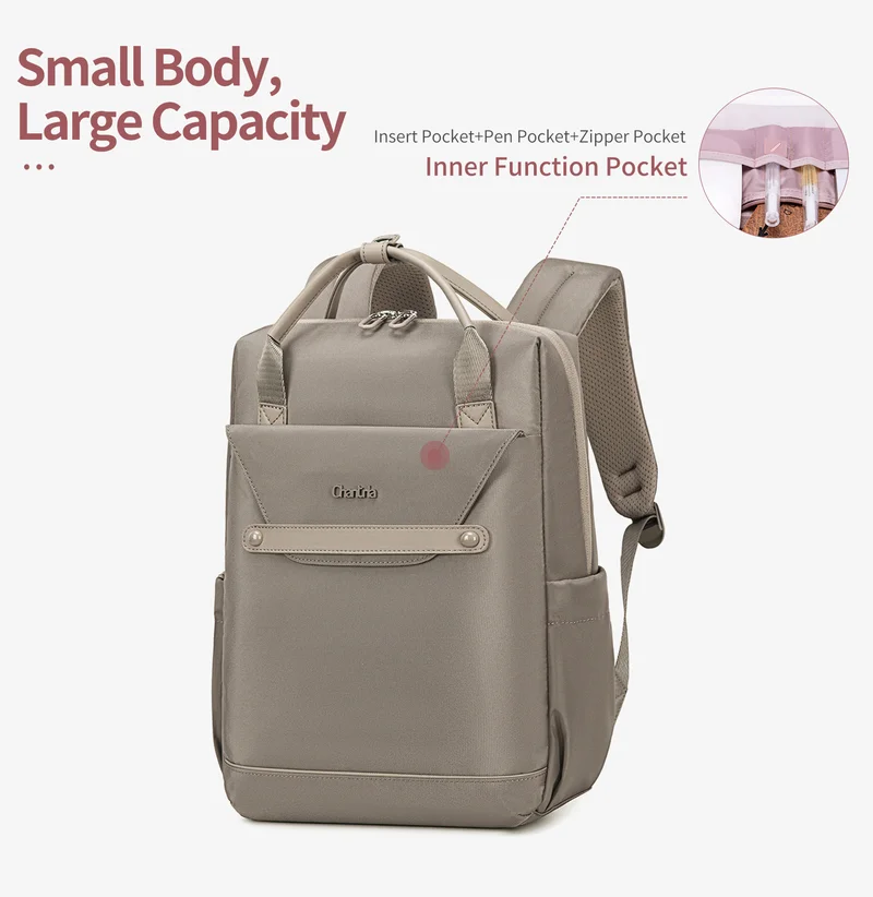 Chantria Khaki Casual Laptop Backpack for Women Water Resistant Multifunctional Polyester Daypack for Office/School/College/Travel, CB00618, Khaki for Women | Best Price UAE