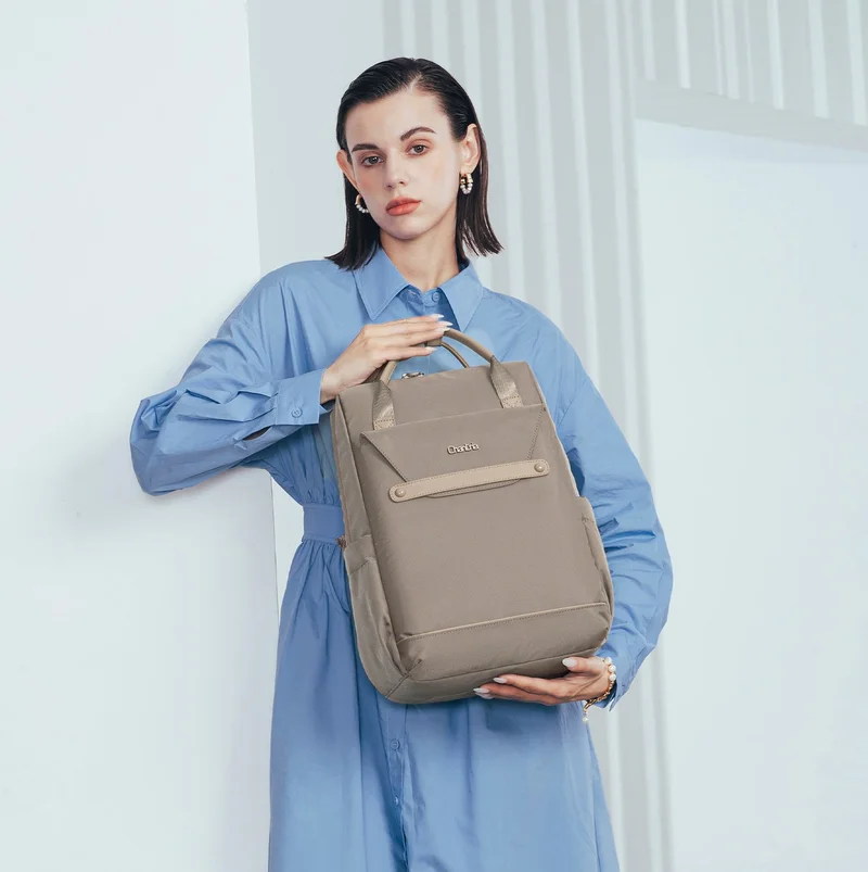 Chantria Casual Laptop Backpack for Women Water Resistant Multifunctional Polyester Daypack for Office/School/College/Travel, CB00618, Khaki