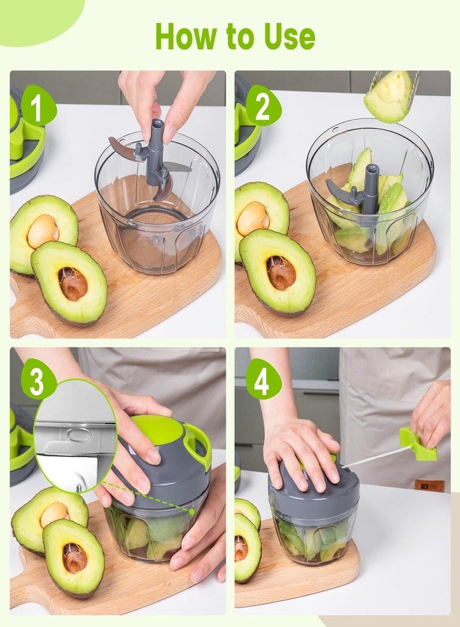 MAMICOOKER Manual Food Processor Vegetable Chopper, Portable Hand Pull String Garlic Mincer Onion Cutter for Veggies, Ginger, Fruits, Nuts, Herbs, etc.,450ml - Gray - Image 2