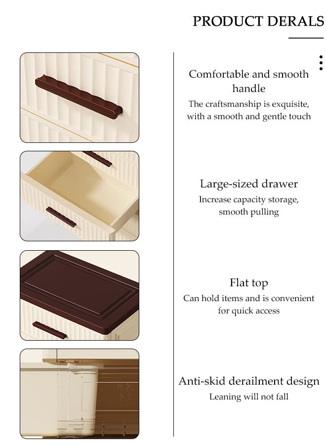 DUNISO 4-Layer  Storage Cabinet  with 360 ° Omnidirectional Wheels Handle，Storage Drawer Cart , Space Saving Dresser Storage Tower,Multifunctional Drawer Plastic Wardrobe，Storage Drawer Units  for Toys, Snacks, Books - Image 5