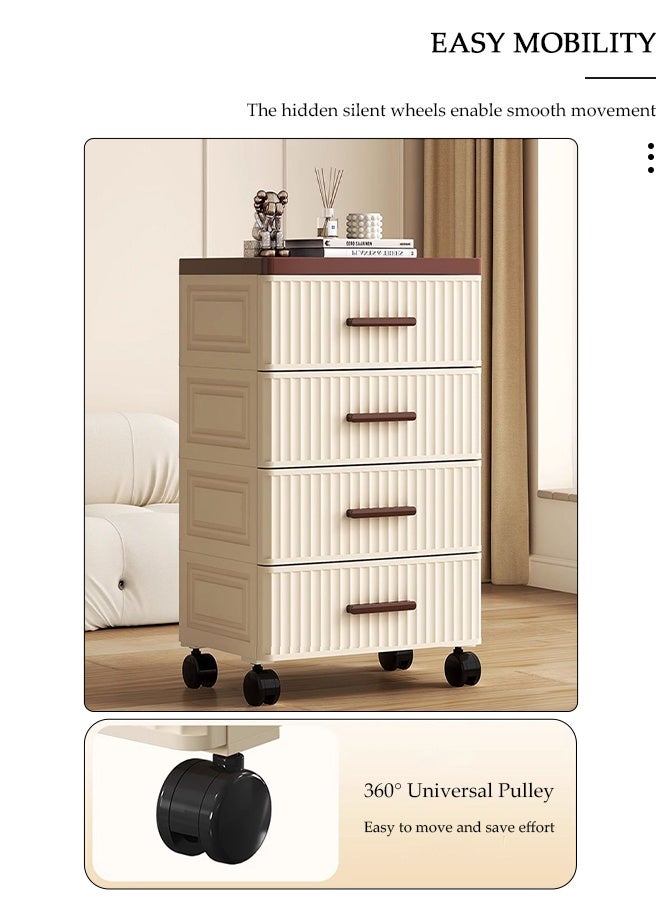 DUNISO 4-Layer  Storage Cabinet  with 360 ° Omnidirectional Wheels Handle，Storage Drawer Cart , Space Saving Dresser Storage Tower,Multifunctional Drawer Plastic Wardrobe，Storage Drawer Units  for Toys, Snacks, Books - Image 2