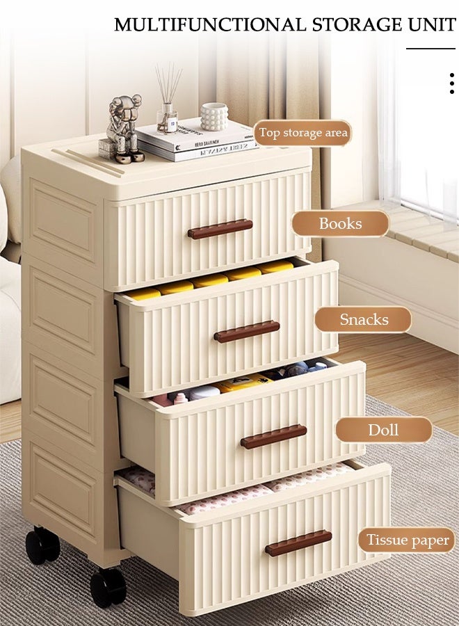 DUNISO 4-Layer  Storage Cabinet  with 360 ° Omnidirectional Wheels Handle，Storage Drawer Cart , Space Saving Dresser Storage Tower,Multifunctional Drawer Plastic Wardrobe，Storage Drawer Units  for Toys, Snacks, Books - Image 3