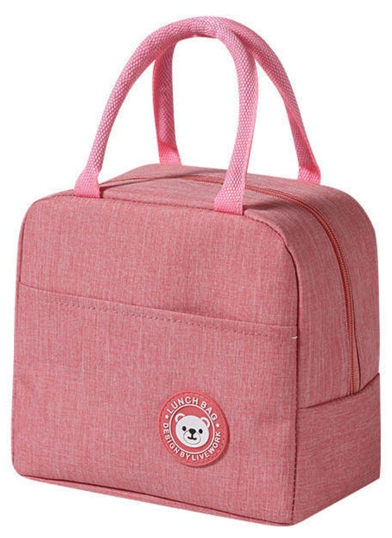 ROBUST Robust Insulated Lunch Bags For Women and Men, Leak-Proof Water-Resistant Cooler Tote Bag Container For Adults, Kids, Light-Weight Portable Lunch Box For Office Work, Outdoor, Picnic, School (Pink)  - Image 1
