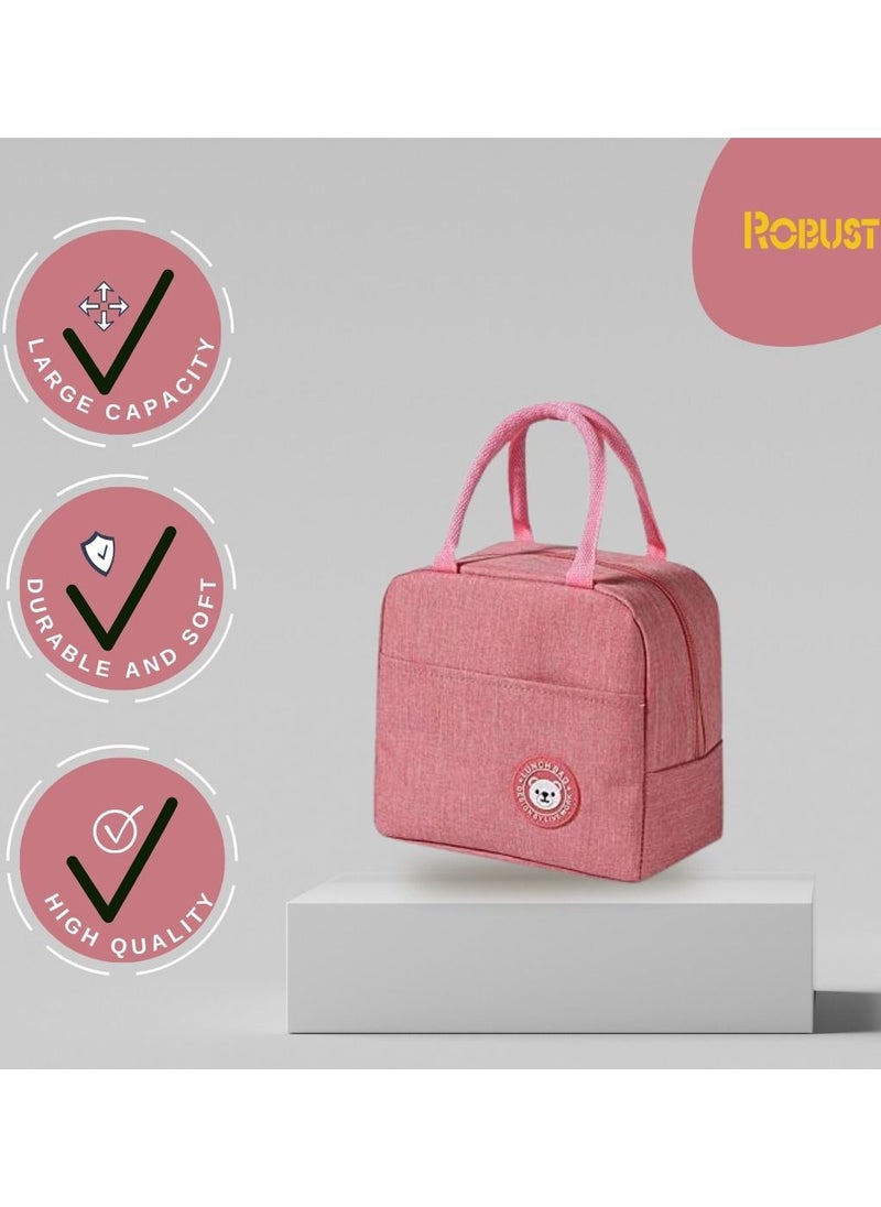 ROBUST Robust Insulated Lunch Bags For Women and Men, Leak-Proof Water-Resistant Cooler Tote Bag Container For Adults, Kids, Light-Weight Portable Lunch Box For Office Work, Outdoor, Picnic, School (Pink)  - Image 2