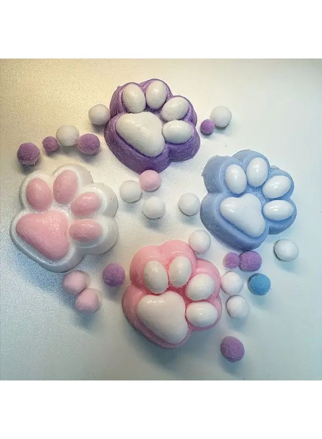 Squishy Plush Cat Paw Squeeze Toy Random Color Stress Relief Party Favor Halloween Stocking Stuffer - Image 1
