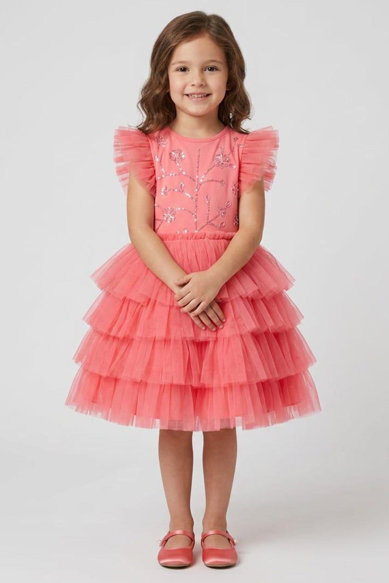 Lunamoon Kids Girl Embellished Dress, Pink - Image 1