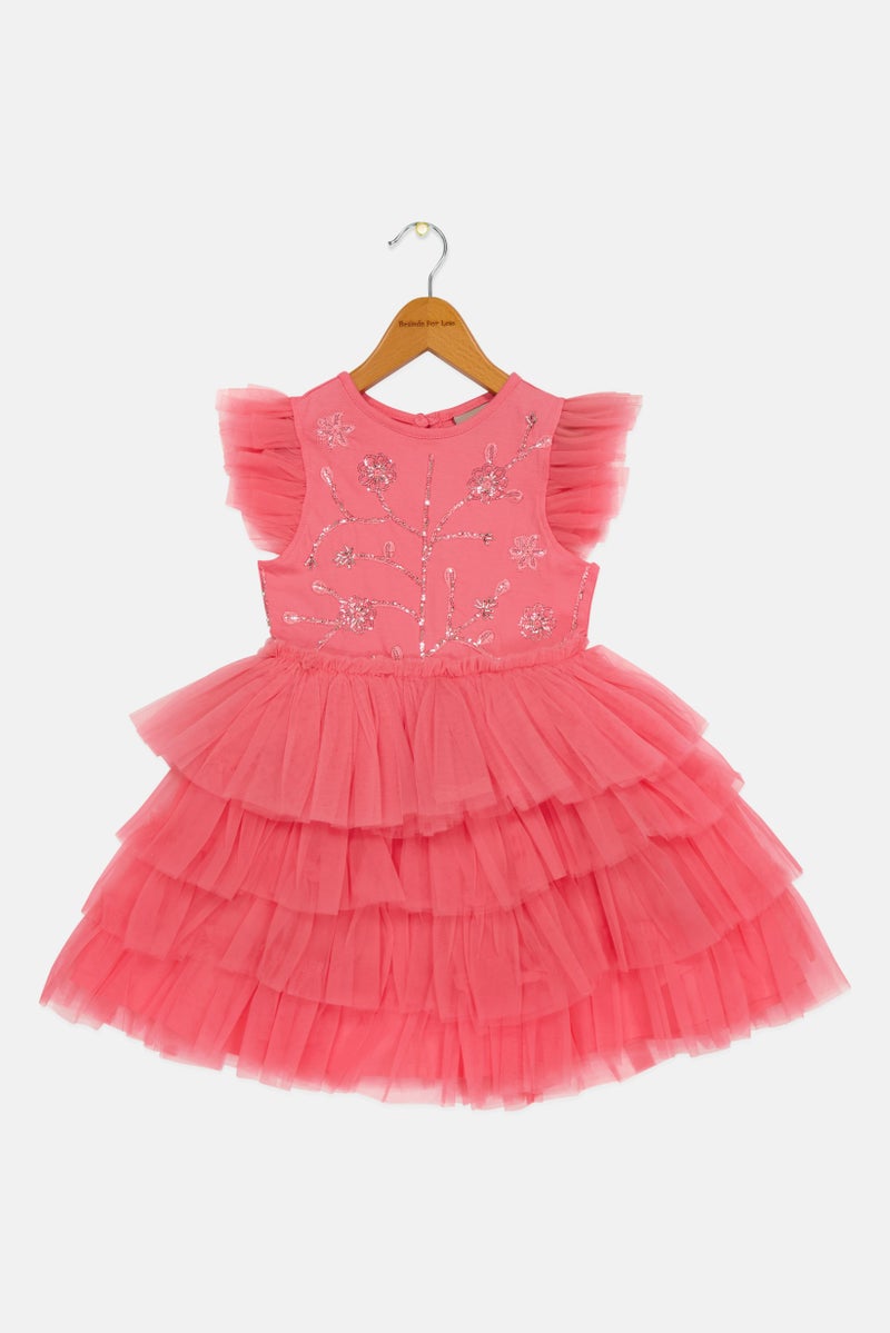Lunamoon Kids Girl Embellished Dress, Pink - Image 2