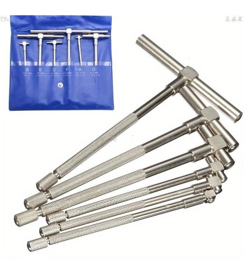 6 Pcs Telescopic Bore Gauge Set Uncharged Precision Measuring Tools 8 To 150mm Internal Diameter Gages For Quick Hole Measurements - Image 2
