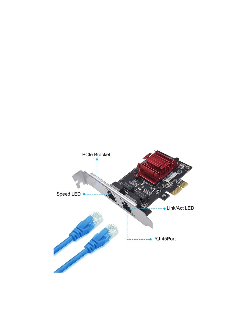 Haysenser Dual-Port PCIe Gigabit Network Card 1000M PCI Express Ethernet Adapter with Intel 82576 Two Ports LAN NIC Card for Support PXE for Windows/Windows Server/Linux/Freebsd/DOS with Low Profile - Image 3