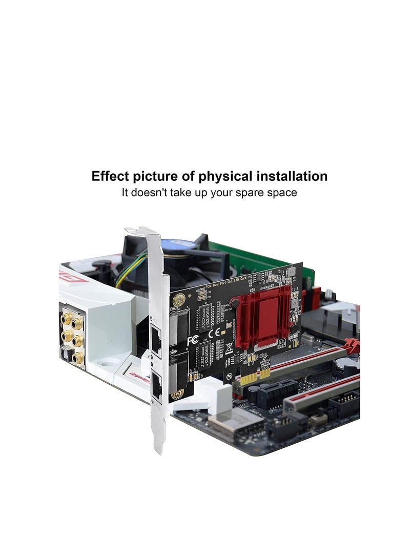 Haysenser Dual-Port PCIe Gigabit Network Card 1000M PCI Express Ethernet Adapter with Intel 82576 Two Ports LAN NIC Card for Support PXE for Windows/Windows Server/Linux/Freebsd/DOS with Low Profile - Image 5
