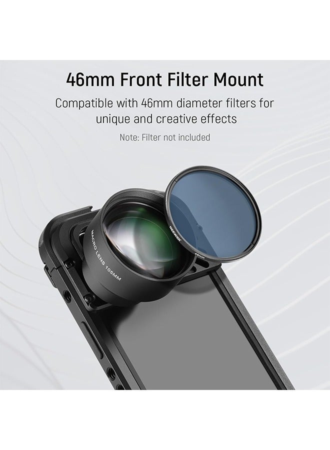 NEEWER HD 105mm macro lens is only suitable for 17mm threaded back plate, compatible with SmallRig NEEWER iPhone Samsung mobile phone cage case, comes with 17mm lens adapter, 46mm front thread, LS-26 - Image 2