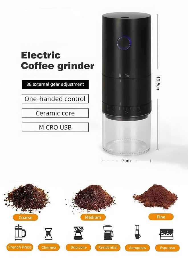 Zeemey - Portable Electric Coffee Grinder,Upgraded External Adjustment Knob, USB Rechargeable, Easy Push Button Operation with Brush, Removable Chamber for Home, Travel, Office Cafe - Image 1