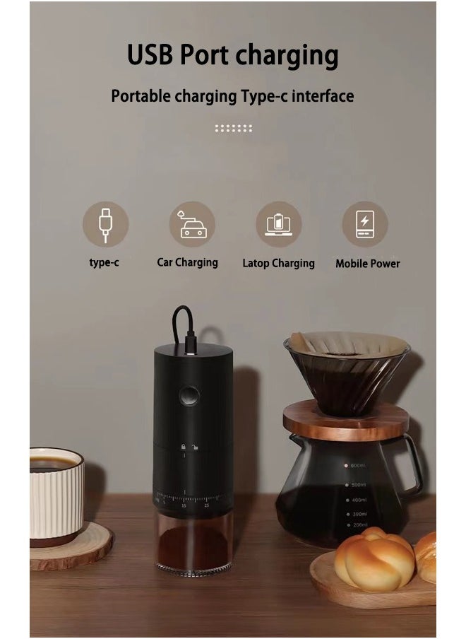 Zeemey - Portable Electric Coffee Grinder,Upgraded External Adjustment Knob, USB Rechargeable, Easy Push Button Operation with Brush, Removable Chamber for Home, Travel, Office Cafe - Image 1