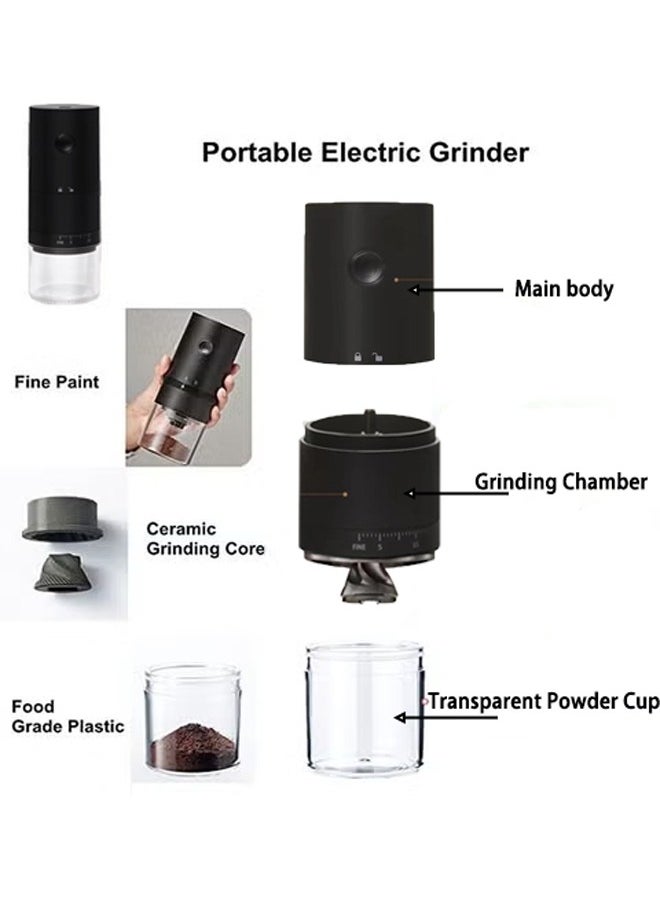 Zeemey - Portable Electric Coffee Grinder,Upgraded External Adjustment Knob, USB Rechargeable, Easy Push Button Operation with Brush, Removable Chamber for Home, Travel, Office Cafe - Image 1