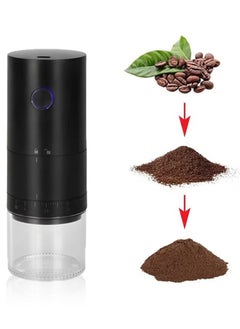 Portable Electric Coffee Grinder,Upgraded External Adjustment Knob, USB Rechargeable, Easy Push Button Operation with Brush, Removable Chamber for Home, Travel, Office Cafe