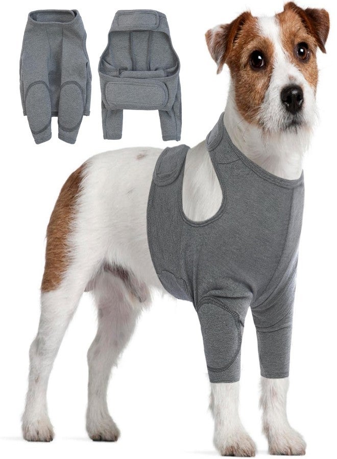 IDOMIK Dog Recovery Suit for Front Legs, Adjustable Dog Leg Sleeves to Stop Licking, Dogs Elbow Braces Protector for Leg Injuries Shoulder Wound, Cone Collar Alternatives,Grey,S - Image 1