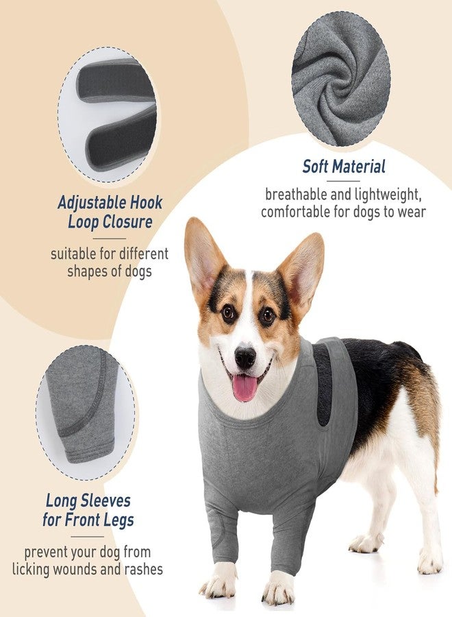 IDOMIK Dog Recovery Suit for Front Legs, Adjustable Dog Leg Sleeves to Stop Licking, Dogs Elbow Braces Protector for Leg Injuries Shoulder Wound, Cone Collar Alternatives,Grey,S - Image 2
