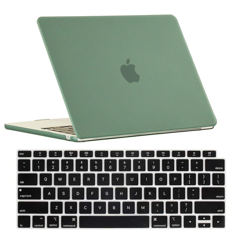 RUBAN Case For MacBook Air 13 inch Case 2022, 2021-2018 Release A2337 M1 A2179 A1932 - Protective Snap On Hard Shell Cover and Keyboard Cover for Version MacBook Air 13 with Touch Bar (Midnight Green) - Image 1