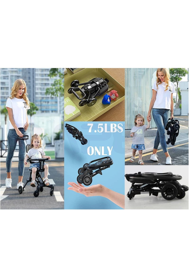 Generic Kids Stroller Magic stroller 4 wheels Ultra lightweight Baby Trolly Foldable foldable stroller Lightweight Portable stroller for baby with brake wheels Grey  - Image 3
