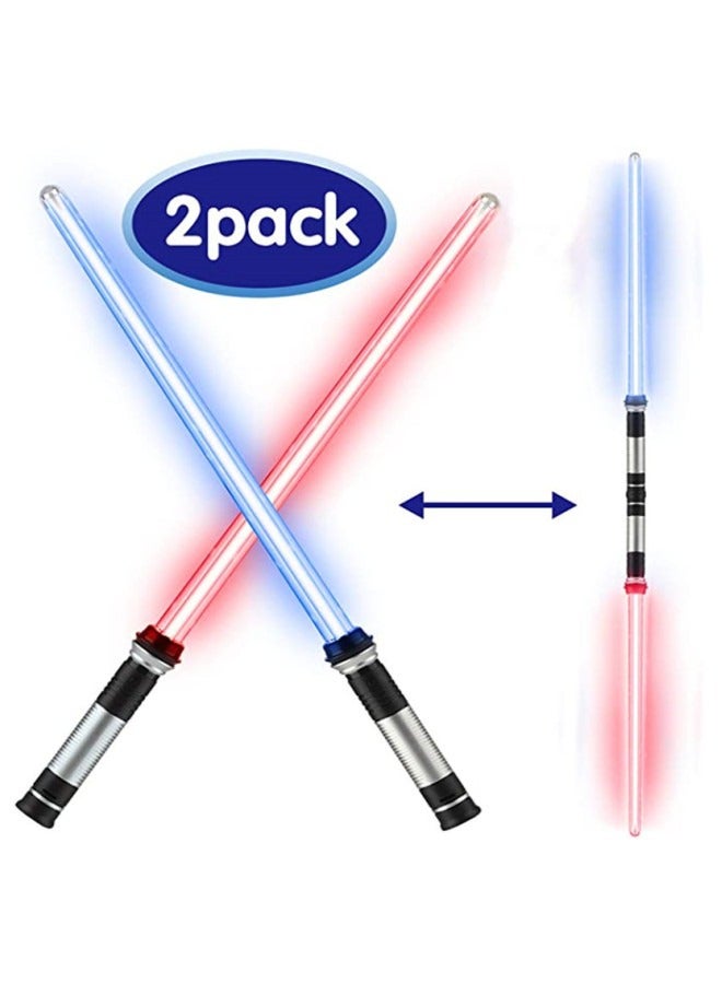 MIXDE 2PCS LED Flashing Lightsaber with Sound Motion Sensitive Retractable Spliced 7 RGB Color Changeable Party Birthday Kids Gift - Image 1
