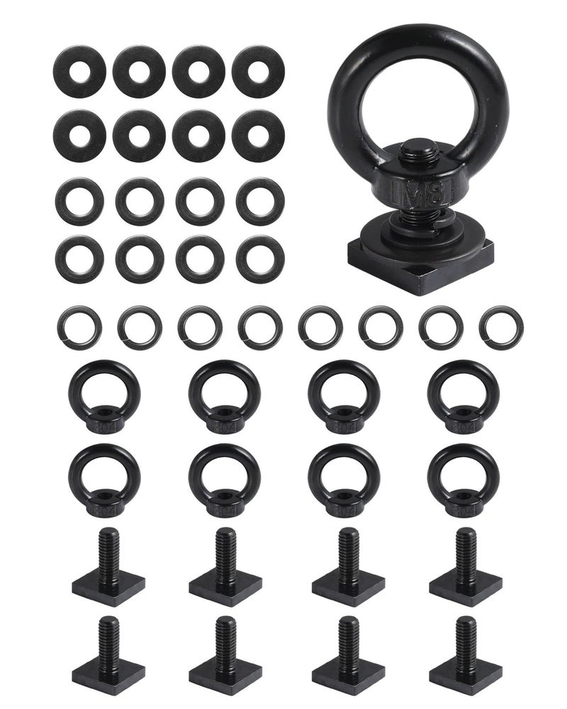 moroinriz T Track Mount Tie Down Anchor for Roof Rack, M8 Heavy Duty Ring Shaped Eye Bolt, Stainless Steel T Bolt Eye Nut Tie Down Rings for Holding Bungee Cord, Ropes, Hooks - Image 1