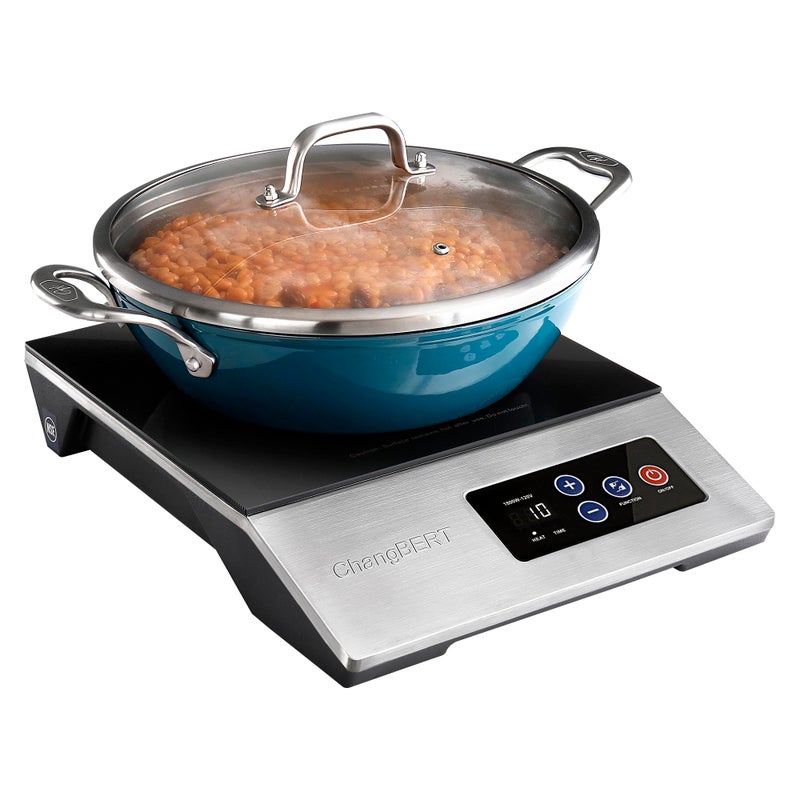 ChangBERT 1800W Commercial Grade Induction Cooktop NSF Certified Portable Large 8 Heating Coil 12 Heat Resistant Cooking Surface Premium Stainless Steel Pro Chef Professional Burner Hot Plate